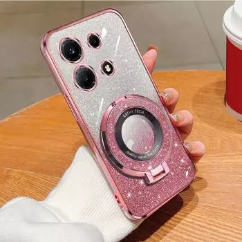 Держатель для кольца, блестящая наклейка, хромированный блестящий гелевый чехол из ТПУ с держателем для кольца для Infinix ПРИМЕЧАНИЕ 30 VIP 30I Note 30 Pro 4G, противоударный защитный чехол Infinix NOTE 30I чёрный