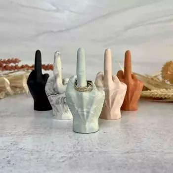 Держатель для колец из смолы, декоративная башня, забавный держатель для колец в форме среднего пальца, подставка для ювелирных изделий, держатель для колец чёрный