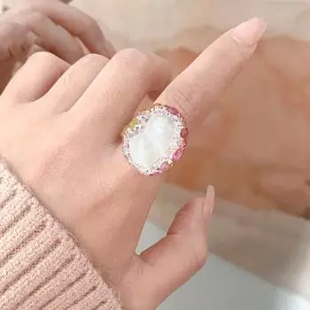 Держатель для колец Live с медным покрытием 18 карат в форме барокко и инкрустированным вручную турмалином кирпичного цвета разноцветный