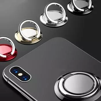 Держатель для колец на палец, вращающаяся на 360 градусов для мобильного телефона, автомобильное магнитное крепление, задняя наклейка для телефона, универсальный кронштейн чёрный