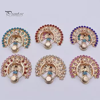 Держатель для колец на палец, вращение на 360 градусов, металлические стразы, кольцо для телефона с павлином, пряжка, подставка для просмотра телевизора розовый