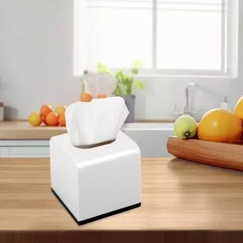 Держатель для коробки салфеток Прочная конструкция Большая емкость Однотонный цвет Легко наполнять Декоративный кубический держатель для салфеток Диспенсер A белый