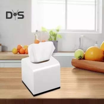 Держатель для коробки салфеток Прочная конструкция Большая емкость Однотонный цвет Легко наполнять Декоративный кубический держатель для салфеток Диспенсер A чёрный