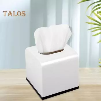 Держатель для коробки салфеток Прочная конструкция Большая емкость Однотонный цвет Легко наполнять Декоративный кубический держатель для салфеток Диспенсер A чёрный