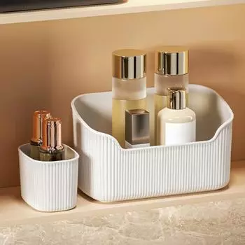 Держатель для косметики, полупрозрачный контейнер для дома, пластиковые настольные кисти для макияжа, помады, контейнер-органайзер, простой стиль для хранения A