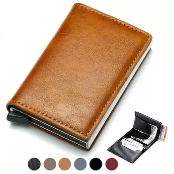 Держатель для кредитных карт ID Мужской кошелек RFID Блокировка Защищенный алюминиевый футляр Кожаные кошельки с зажимом для денег Дизайнер Pasjeshouder