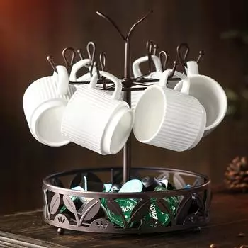 Держатель для кружки, держатель для кофейной чашки, настольный держатель для кружки на 4 чашки, привлекательный дизайн, деревянная подставка под кружку iRon, подставка для стойки