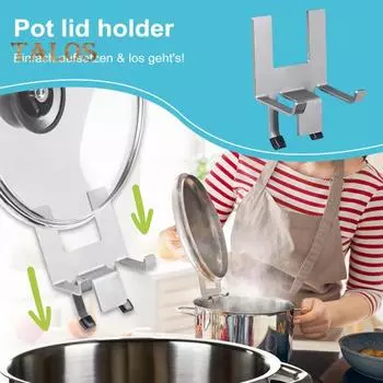 Держатель для крышки кастрюли из нержавеющей стали для кухонного органайзера с силиконовыми ножками, подходит для кастрюль диаметром 16–30 см, можно мыть в посудомоечной машине, аксессуары для подставки от перегрева