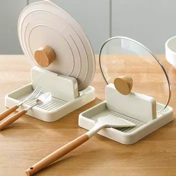 Держатель для крышки кастрюли, подставка для ложки, нескользящая складная конструкция, многофункциональная лопатка, место для хранения ложки