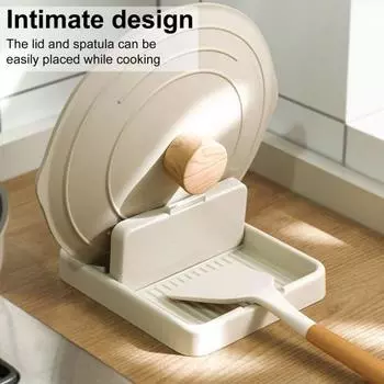 Держатель для крышки кастрюли Подставка для ложки Нескользящая складная конструкция Многофункциональная лопатка Полка для хранения ложек Кухонные принадлежности белый