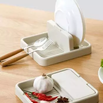 Держатель для крышки кастрюли Подставка для ложки Нескользящая складная конструкция Многофункциональная лопатка Полка для хранения ложек Кухонные принадлежности белый