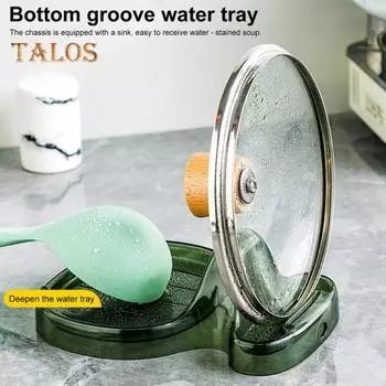 Держатель для крышки кастрюли, устойчивое основание для хранения, пластиковая практичная полка для крышки кастрюли, стеллаж для хранения посуды, кухонные принадлежности чёрный