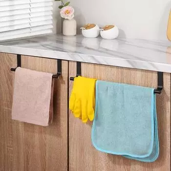 Держатель для кухонного полотенца, вешалка для полотенец на дверцу шкафа, грузоподъемность 5 кг, простая установка, вешалка для кухонных полотенец S серебряный
