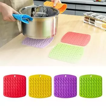 Держатель для кухонного стола Подставка для столовых приборов Силиконовый квадратный противоскользящий коврик Не подставка под горячее красный