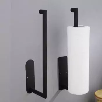 Держатель для кухонной бумаги, черный, нержавеющая сталь 304, настенный, клейкий, для рулонов туалетной бумаги, полотенец, длинная вешалка для салфеток, крючок, полка