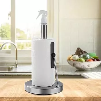 Держатель для кухонной бумаги из нержавеющей стали. Гладкая вертикальная стойка для хранения бумажных полотенец для удобной организации доступа. серебряный