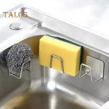 Держатель для кухонной губки, высокая грузоподъемность, устойчивость к ржавчине, устойчивость к коррозии, простота в уходе, прочная клейкая полка для хранения серебряный