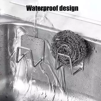 Держатель для кухонной губки, высокая грузоподъемность, устойчивость к ржавчине, устойчивость к коррозии, простота в уходе, прочная клейкая полка для хранения серебряный