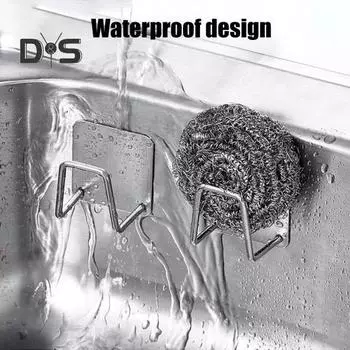 Держатель для кухонной губки, высокая грузоподъемность, устойчивость к ржавчине, устойчивость к коррозии, простота в уходе, прочная клейкая полка для хранения серебряный