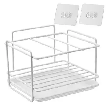 Держатель для кухонной щетки Кухонные принадлежности Железная полка Органайзер для ванной Подставка для губки Подставка для хранения мыла Держатель для губки белый