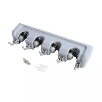 Держатель для кухонной швабры, настенный органайзер, вешалка для хранения(4 позиции и 5 крючков)