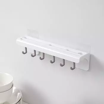 Держатель для кухонных ножей со съемными крючками, стойка для хранения ложек, вилок, лопаток, многофункциональная настенная белый
