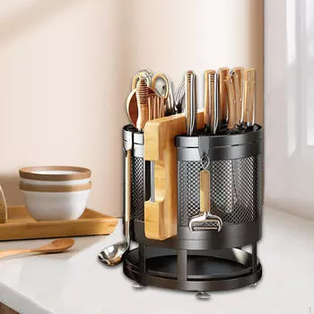 Держатель для кухонных принадлежностей Органайзер для столовых приборов Вращающийся Экономящий место Прилавок Аксессуары