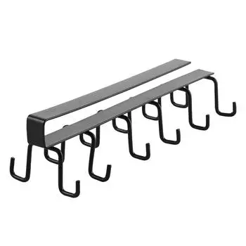 Держатель для кухонных принадлежностей, вешалка, железный двухрядный крючок, ложка, лопата, полка для ресторана, черный чёрный