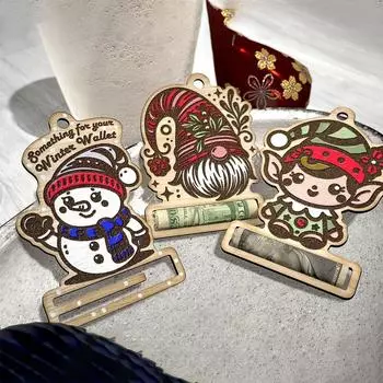 Держатель для купюр для наличных денег 3X забавный деревянный рождественский узор зажим для денег многофункциональный портативный декоративный рождественский держатель для денег