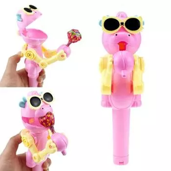 Держатель для леденцов Игрушка в форме динозавра Чехол для леденцов Новинка Ешь леденец Робот Игрушка Забавный леденец розовый