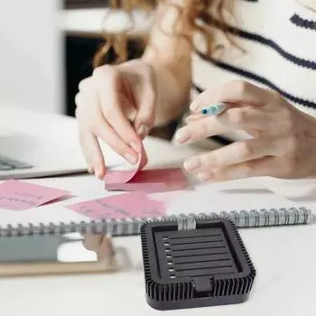 Держатель для липких заметок с 4 трафаретами 3x3 дюйма Диспенсер для липких подушечек с шаблоном для рисования линий Органайзер для заметок для домашнего офиса B