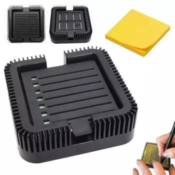 Держатель для липких заметок с 4 трафаретами 3x3 дюйма Диспенсер для липких подушечек с шаблоном для рисования линий Органайзер для заметок для домашнего офиса B