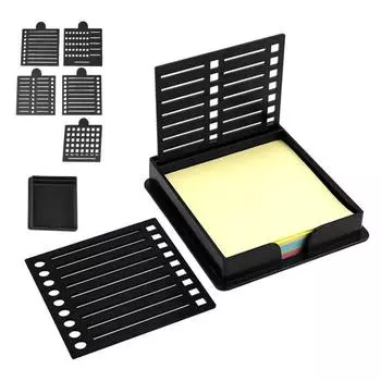 Держатель для липких заметок с 5 трафаретами 3 x 3 Диспенсер для липких подушечек чёрный