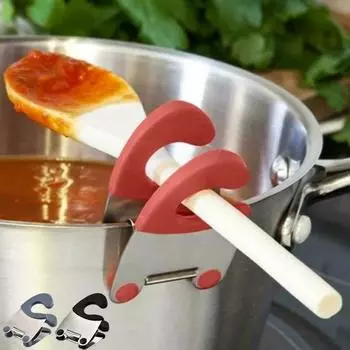 Держатель для ложки, держатель для кастрюли, силиконовая накладка против ожогов для ложки, лопатки, вилки, кухонной утвари, подставки для ложки, кухонные принадлежности красный