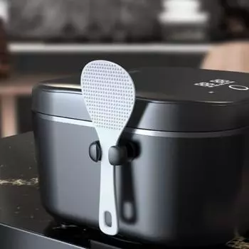 Держатель для ложки для риса на клейкой основе - настенный кухонный органайзер, овальная пластиковая полка для хранения принадлежностей для рисоварки серый