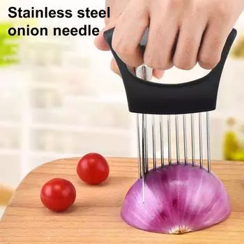 Держатель для лука для нарезки зубцами из нержавеющей стали, устойчивый к ржавчине овощерезка для картофеля, помидоров, авокадо, яиц, фруктов, лимонов, мяса, вспомогательный инструмент зелёный
