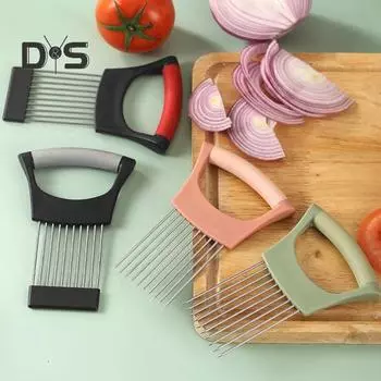 Держатель для лука для нарезки зубцами из нержавеющей стали, устойчивый к ржавчине овощерезка для картофеля, помидоров, авокадо, яиц, фруктов, лимонов, мяса, вспомогательный инструмент зелёный