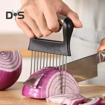 Держатель для лука, слайсер для легкой нарезки, хранения, нож для лука из нержавеющей стали для томатов, лимонов, авокадо, многофункциональный кухонный гаджет A