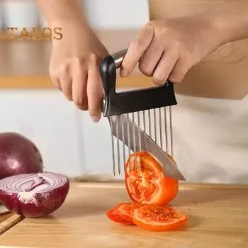 Держатель для лука, слайсер для легкой нарезки, хранения, нож для лука из нержавеющей стали для томатов, лимонов, авокадо, многофункциональный кухонный гаджет A