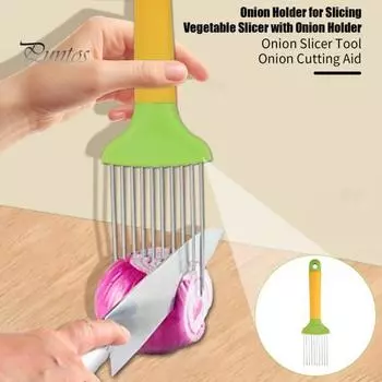 Держатель для лука, слайсер, инструмент для размягчения мяса, нож из нержавеющей стали для нарезки и хранения картофеля, киви, авокадо, помидоров, яиц, овощей, моркови, эффективный зелёный/жёлтый