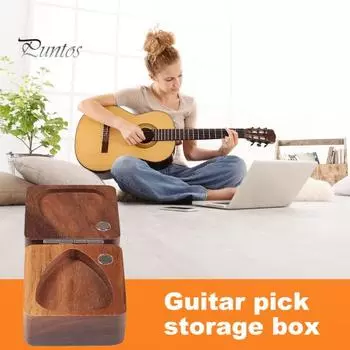Держатель для медиатора из орехового дерева, деревянный футляр для медиатора, коробка для хранения, подставка для мини-медиаторов, шкатулка для украшений для гитаристов и любителей музыки A