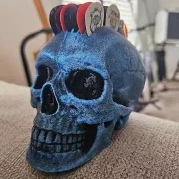 Держатель для медиатора в виде черепа ирокеза, акустическая фолк-гитара, стойка для хранения медиатора, 21 органайзер для медиаторов, украшение в стиле панк-хэви-метал, подарок гитаристу чёрный