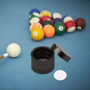 Держатель для мела для бильярда Аксессуар для бильярда Алюминиевый сплав Круглый Четыре секции Круглый и восьмиугольный чёрный