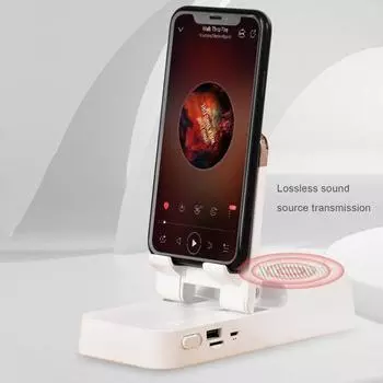 Держатель для мобильного телефона, Bluetooth-совместимый, с беспроводным телескопическим динамиком, отличная несущая способность, противоскользящая нижняя часть розовый