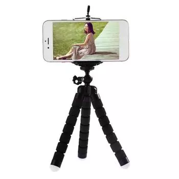 Держатель для мобильного телефона Гибкий штатив-кронштейн Octopus Selfie Stand Monopod с зажимом для смартфона iPhone Samsung Xiaomi Huawei чёрный