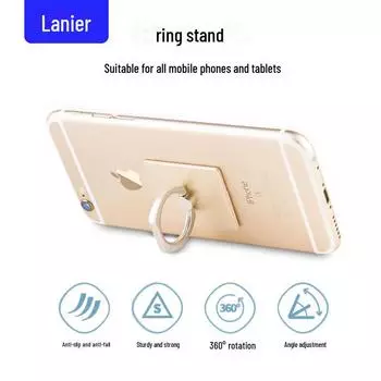 Держатель для мобильного телефона и планшета на вентиляционную решетку автомобиля с кольцом и квадратным крючком на липучке