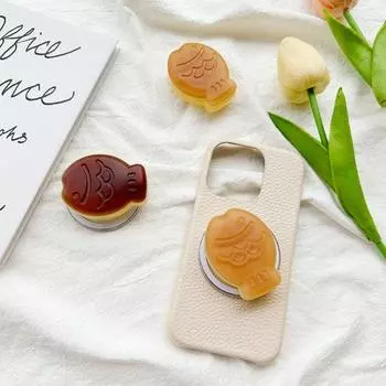 Держатель для мобильного телефона Матовый Стереоскопический Магнитный/липкий Дизайн в виде рыбки Стиль телефона Безопасное крепление коричневый