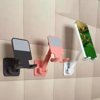 Держатель для мобильного телефона, регулируемая по высоте, настенный, с вращением на 90 градусов, устойчивый к встряхиванию, универсальный кронштейн для мобильного телефона, телефон чёрный