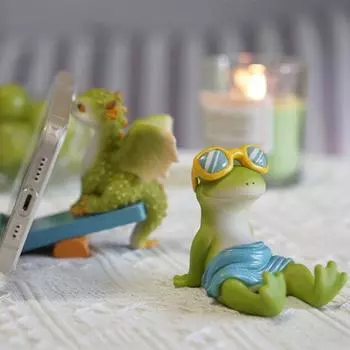 Держатель для мобильного телефона с мультяшным животным, кошка, лягушка, кролик, собака, сова, дракон, фигурка из смолы, сверхмощная подставка для мобильного телефона, подставка для планшета, украшение для рабочего стола, орнамент E