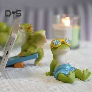 Держатель для мобильного телефона с мультяшным животным, кошка, лягушка, кролик, собака, сова, дракон, фигурка из смолы, сверхмощная подставка для мобильного телефона, подставка для планшета, украшение для рабочего стола, орнамент D